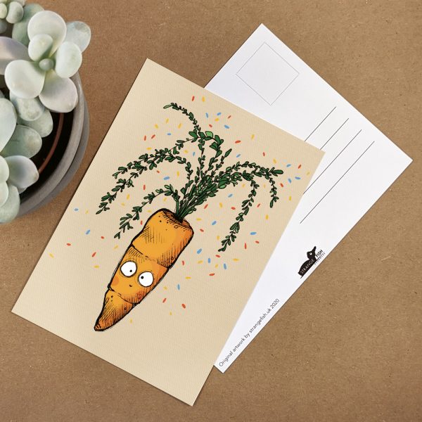 Cute party carrot postcard