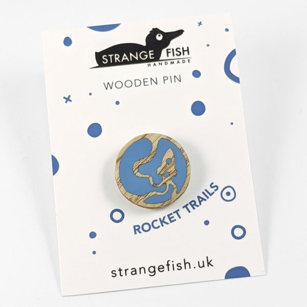 Rocket trails pin on backing card