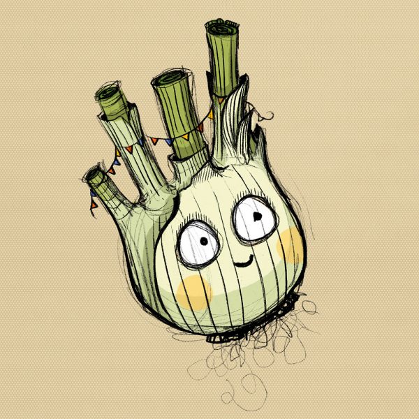 Illustration of A cute fennel draped in bunting