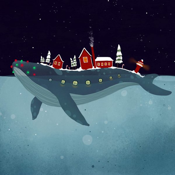 Christmas whale Illustration